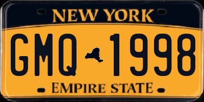NY license plate GMQ1998