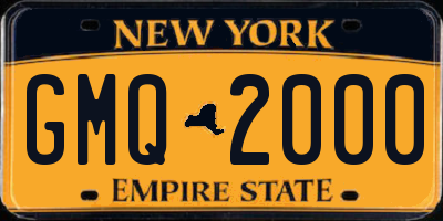 NY license plate GMQ2000