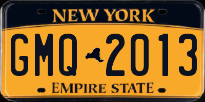 NY license plate GMQ2013