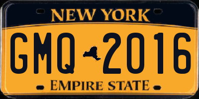 NY license plate GMQ2016