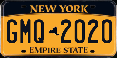 NY license plate GMQ2020