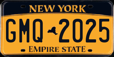 NY license plate GMQ2025