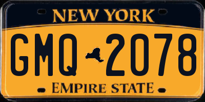 NY license plate GMQ2078