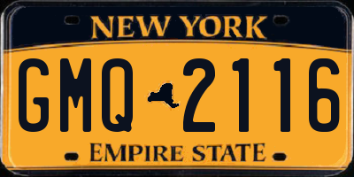 NY license plate GMQ2116