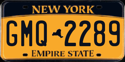NY license plate GMQ2289