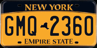 NY license plate GMQ2360