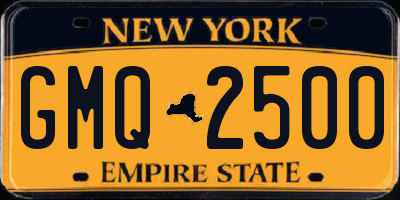 NY license plate GMQ2500