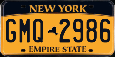 NY license plate GMQ2986