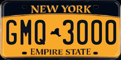 NY license plate GMQ3000