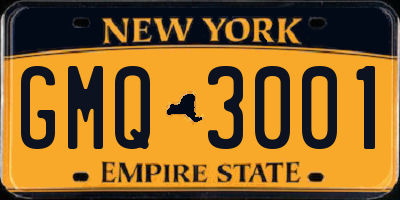 NY license plate GMQ3001