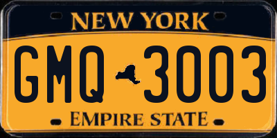 NY license plate GMQ3003