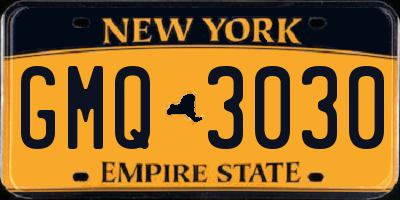 NY license plate GMQ3030