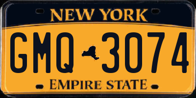 NY license plate GMQ3074
