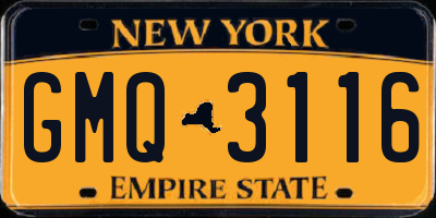 NY license plate GMQ3116