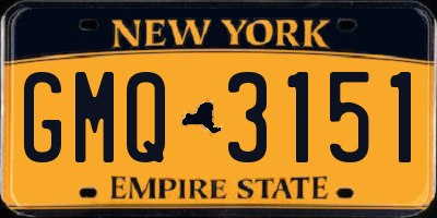NY license plate GMQ3151