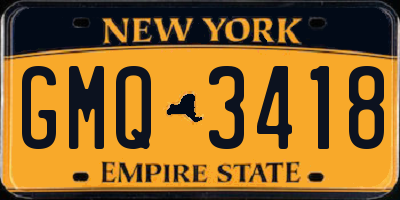 NY license plate GMQ3418