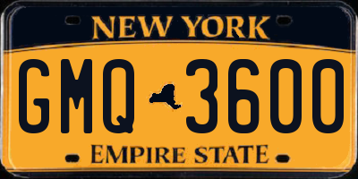 NY license plate GMQ3600