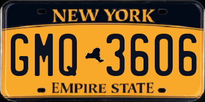 NY license plate GMQ3606