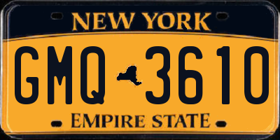 NY license plate GMQ3610