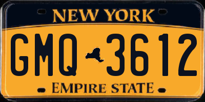 NY license plate GMQ3612