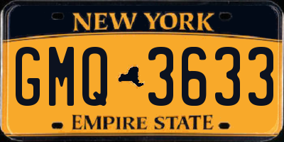 NY license plate GMQ3633