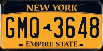 NY license plate GMQ3648