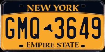 NY license plate GMQ3649