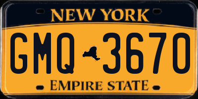 NY license plate GMQ3670