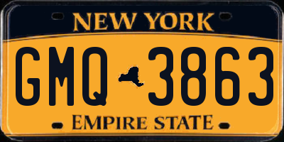 NY license plate GMQ3863