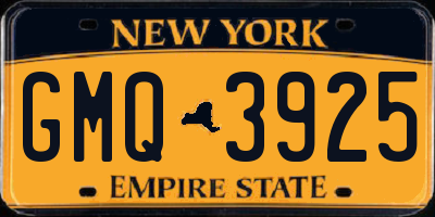 NY license plate GMQ3925