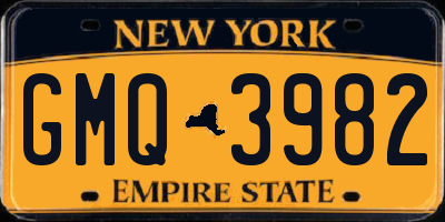 NY license plate GMQ3982