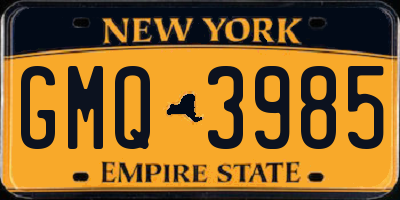 NY license plate GMQ3985