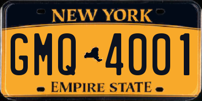 NY license plate GMQ4001