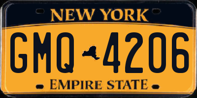 NY license plate GMQ4206