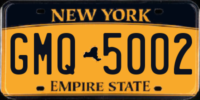 NY license plate GMQ5002