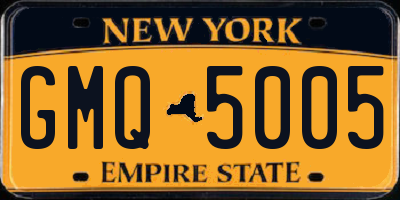 NY license plate GMQ5005