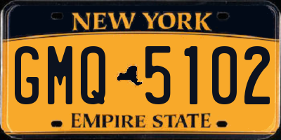 NY license plate GMQ5102