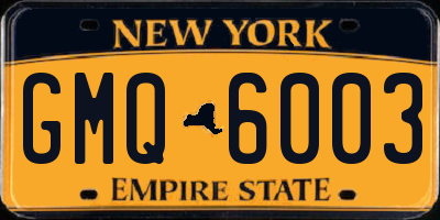 NY license plate GMQ6003