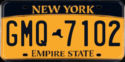 NY license plate GMQ7102