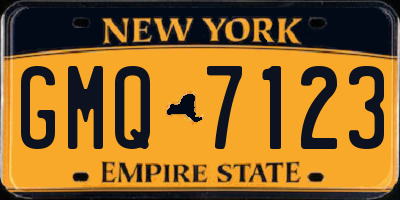 NY license plate GMQ7123
