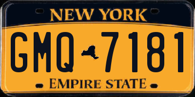 NY license plate GMQ7181