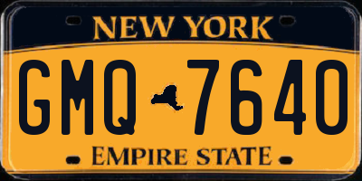 NY license plate GMQ7640