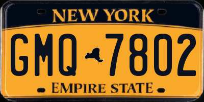 NY license plate GMQ7802