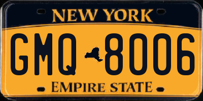 NY license plate GMQ8006