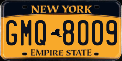 NY license plate GMQ8009