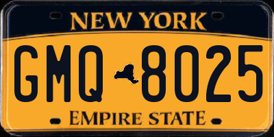 NY license plate GMQ8025