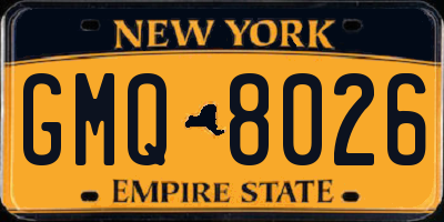 NY license plate GMQ8026