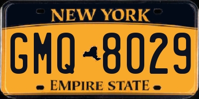 NY license plate GMQ8029