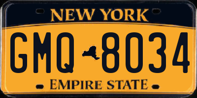 NY license plate GMQ8034