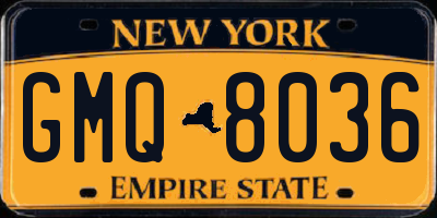 NY license plate GMQ8036